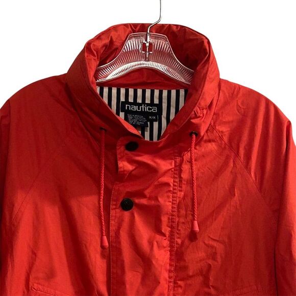 Vintage Nautica Women's Hooded Striped Jacket Red Size M Spring - Picture 5 of 16